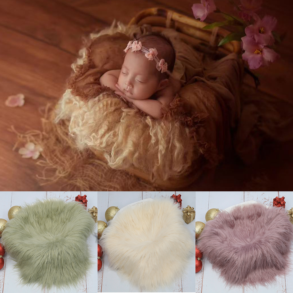 Photography Newborn - Faux Fur Round Mat Newborn Photography