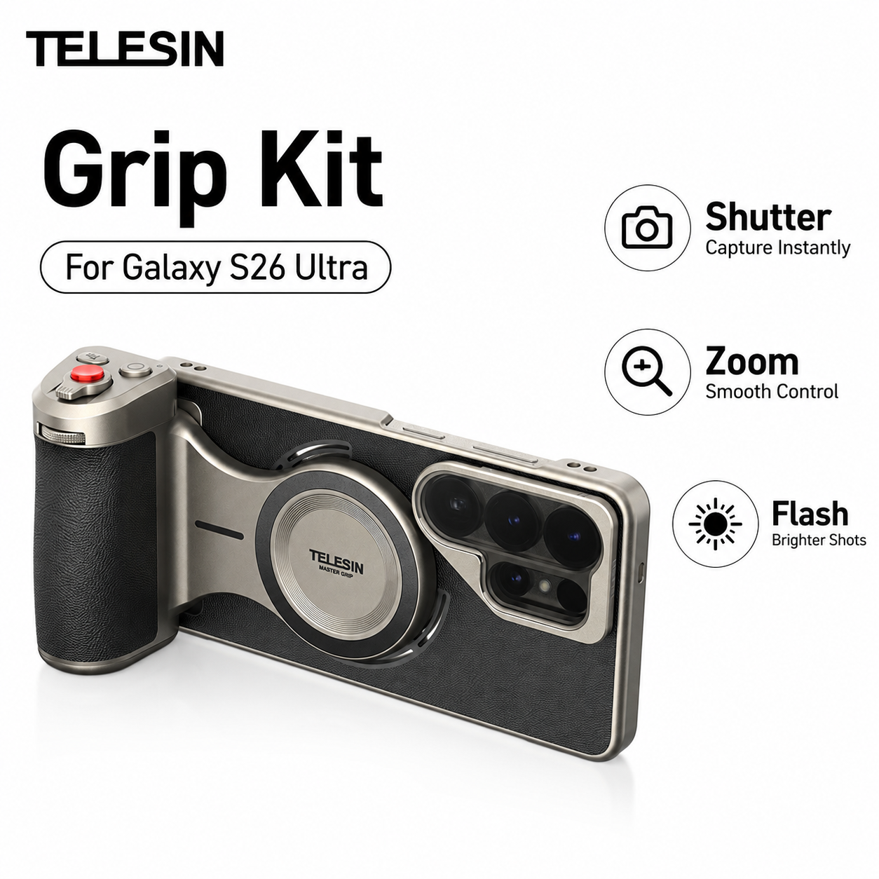 Photography Kit Samsung S26 Ultra - TELESIN Master Photography Case Grip Kit