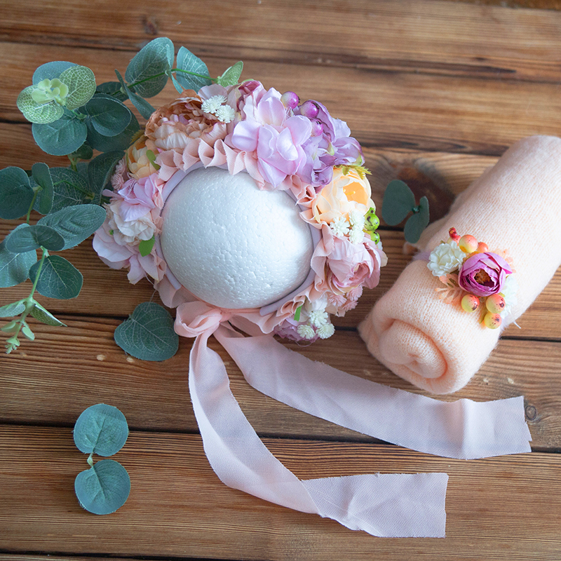 Photography Newborn - Newborn Stretch Knit Wrap Bonnet And